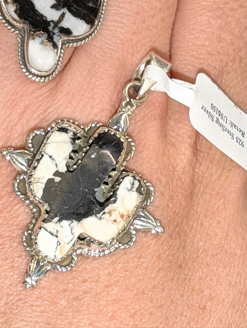 High Grade White Buffalo Cactus Ring